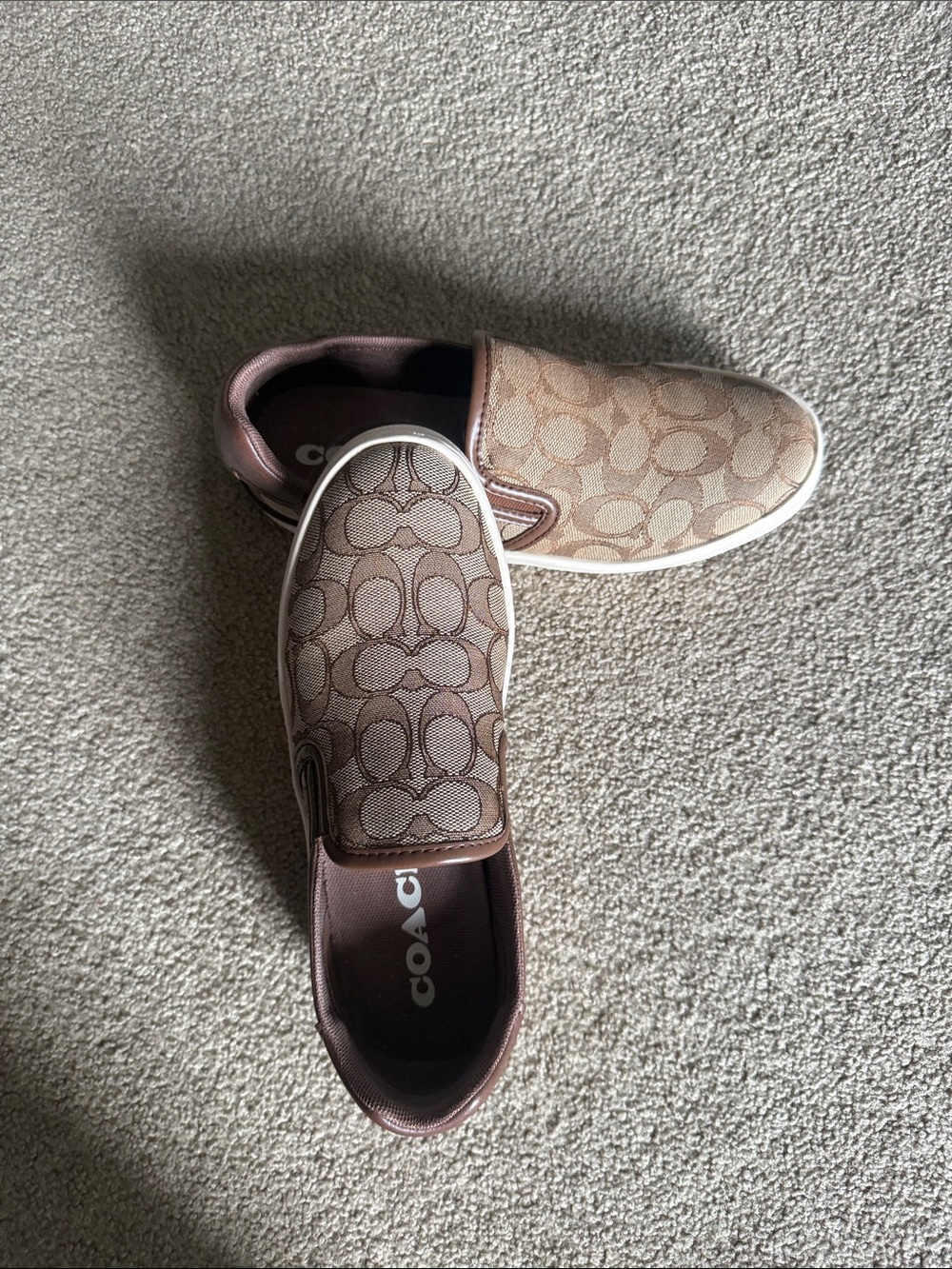 Coach Signature Slip-On Moccasins in Brown and Tan - Picture 3 of 3